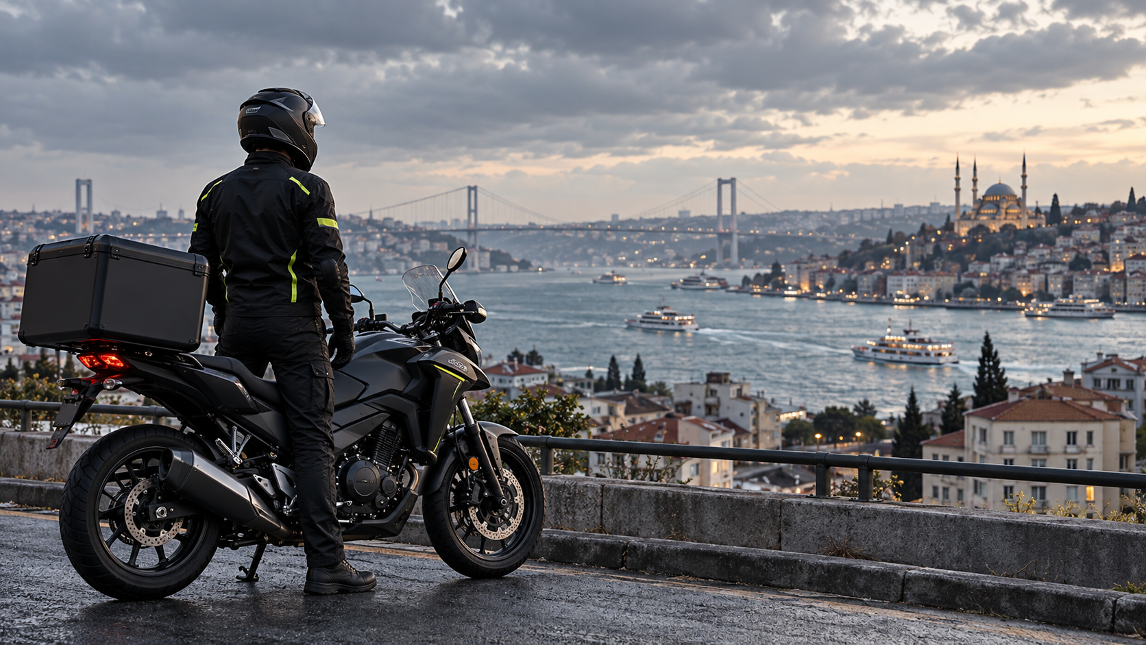 İstanbul’da motosikletli kurye; yapay zekâ ile üretilmiş tanıtım görseli